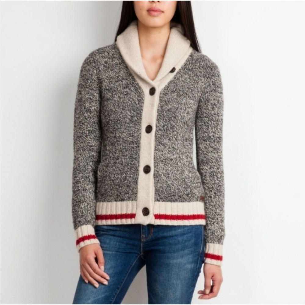 ROOTS Canada Cabin Wool Shawl Cardigan Sweater Women’s Sz Large‎